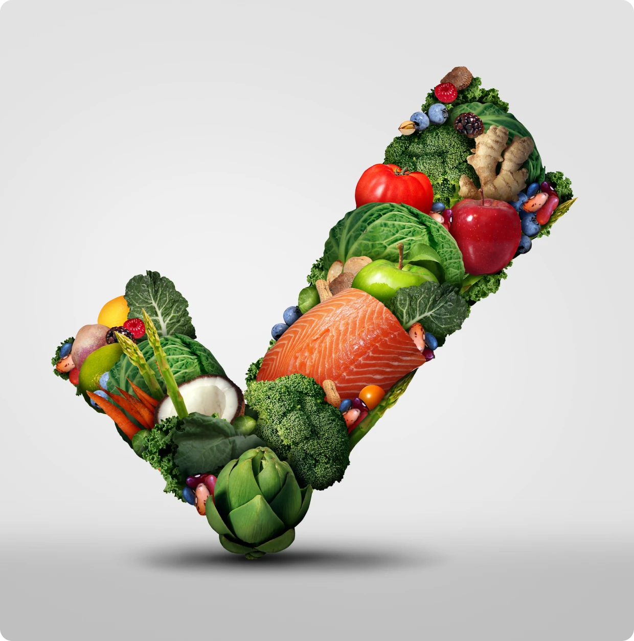 Healthy food checkmark illustration
