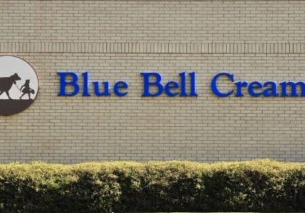 Blue Bell Creameries building exterior with logo.