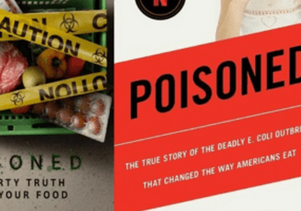 Poisoned book and documentary covers side-by-side.