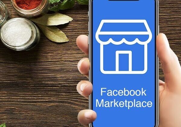 Phone displaying Facebook Marketplace app screen.